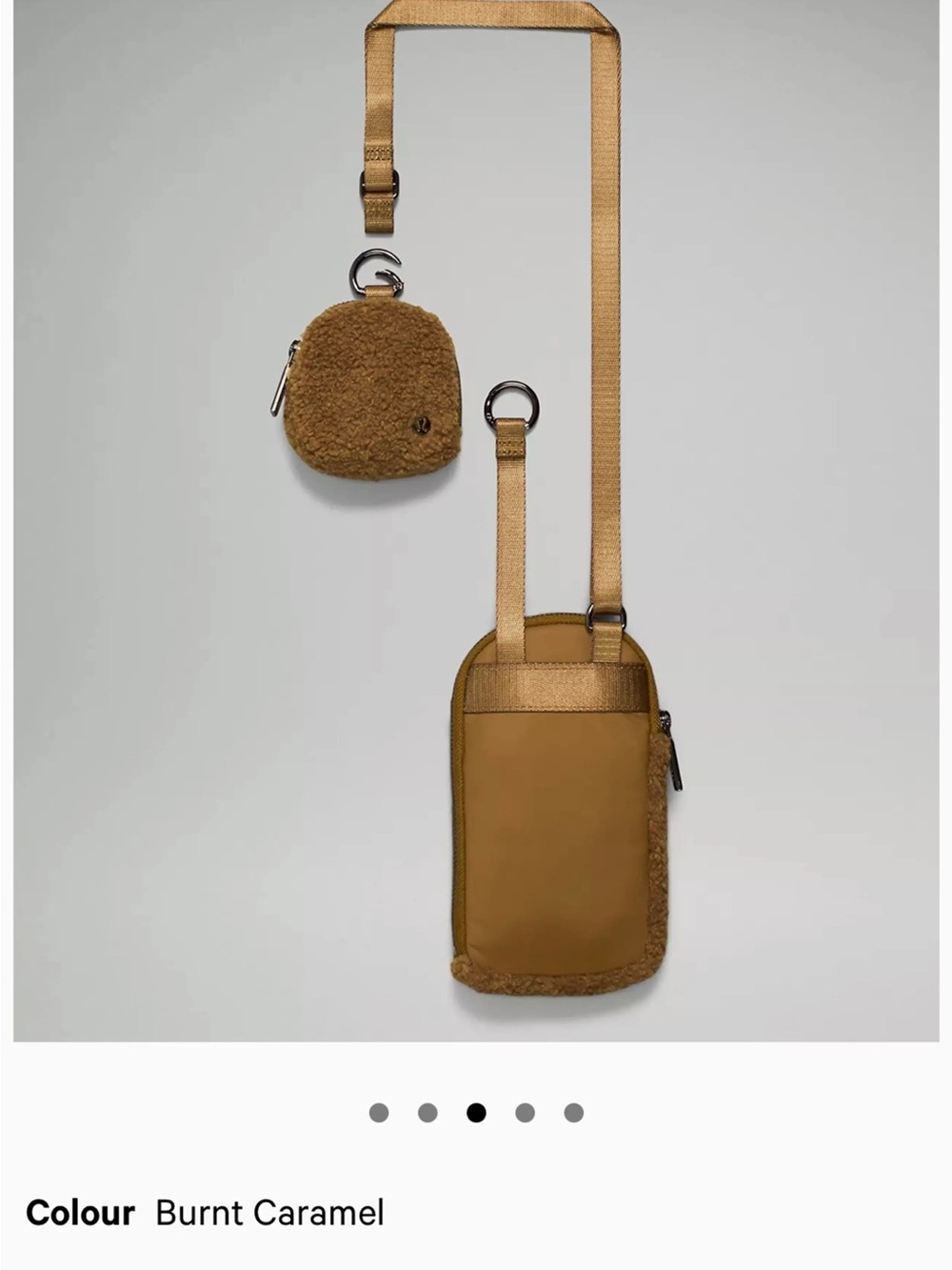LIKE NEW LULULEMON MODULAR PHONE CROSSBODY W/ NANO, BURNT CARAMEL